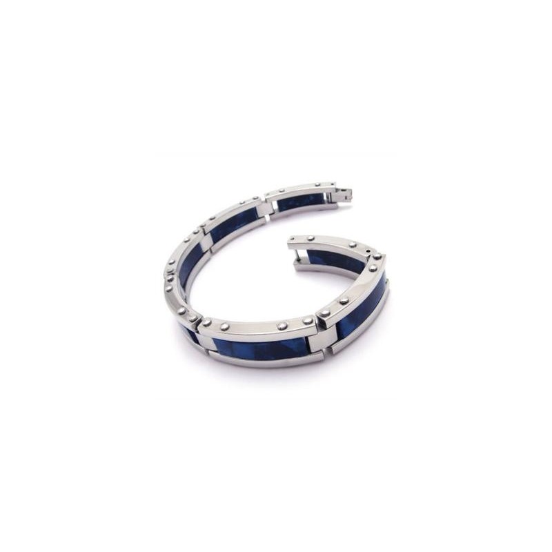 Heren Armband Van Blauw Zilverkleurig Puur Titaniumrubber Heren Armband Van Blauw Zilverkleurig Puur Titaniumrubber