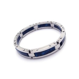 Heren Armband Van Blauw Zilverkleurig Puur Titaniumrubber