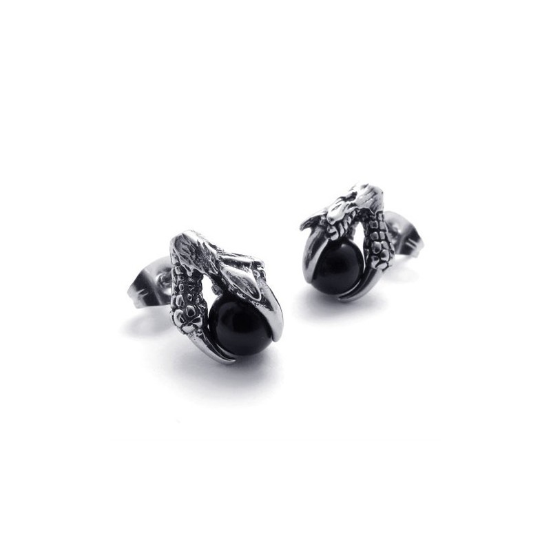 Klauw Zwarte Edelsteen Titanium Oorbellen Klauw Zwarte Edelsteen Titanium Oorbellen