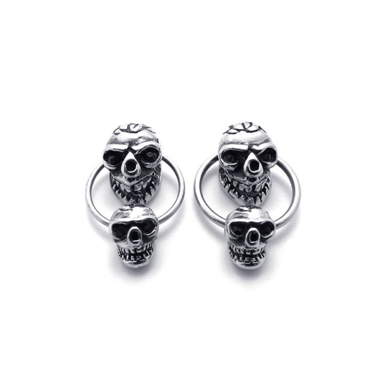 Dubbele Schedel Titanium Oorbellen Dubbele Schedel Titanium Oorbellen