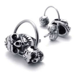 Dubbele Schedel Titanium Oorbellen