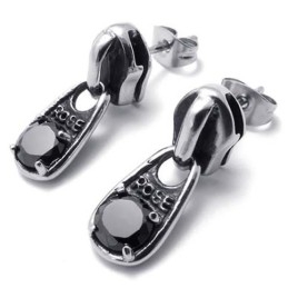 Zwarte Diamanten Titanium Oorbellen