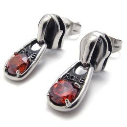 Rode Diamanten Titanium Oorbellen