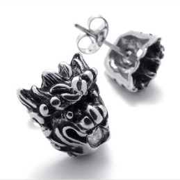 Leeuwenkop Titanium Oorbellen