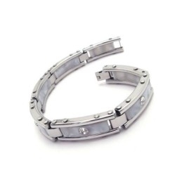 Heren Witte Zilveren Armband Van Puur Titanium, Rubberen Armband