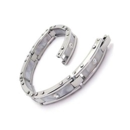 Heren Witte Zilveren Armband Van Puur Titanium, Rubberen Armband