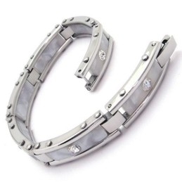 Heren Witte Zilveren Armband Van Puur Titanium, Rubberen Armband