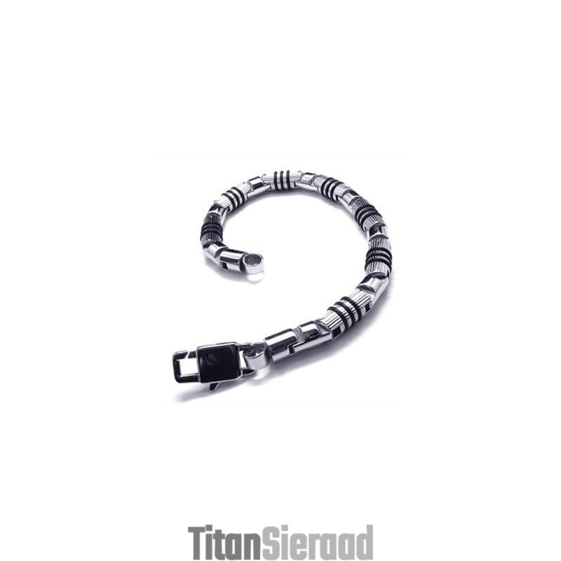 Heren Zilveren Zwarte 316L Puur Titanium Armband