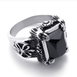 Zwarte Edelsteen Titanium Ring