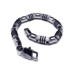Heren Zilveren Zwarte 316L Puur Titanium Armband