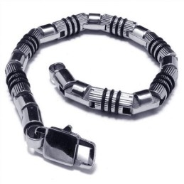 Heren Zilveren Zwarte 316L Puur Titanium Armband