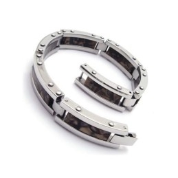 Heren Zwarte Puur Titanium Rubberen Bedelarmband