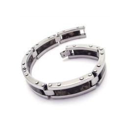 Heren Zwarte Puur Titanium Rubberen Bedelarmband