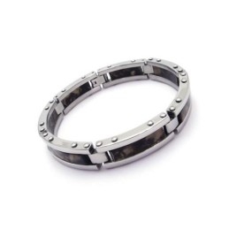 Heren Zwarte Puur Titanium Rubberen Bedelarmband