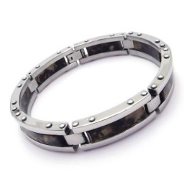 Heren Zwarte Puur Titanium Rubberen Bedelarmband
