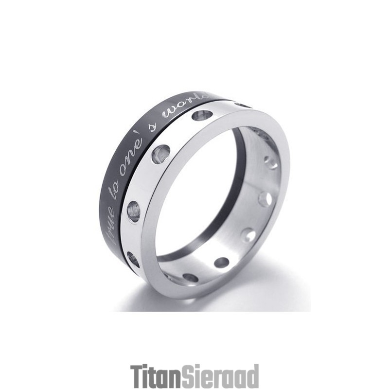 Halve Zwarte Titanium Ring