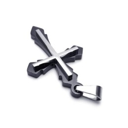 Heren Zwarte Hanger Met Kruis Van Puur Titanium (Nieuw)