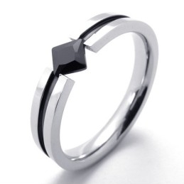 Mode Zwarte Edelsteen Titanium Ring
