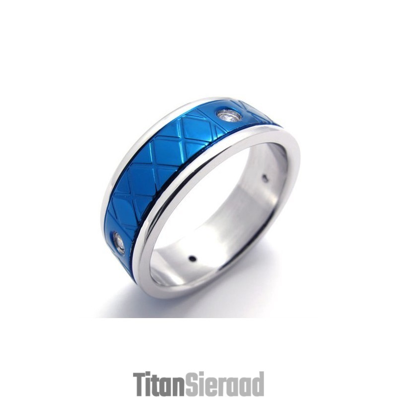 Blauwe Titanium Ring