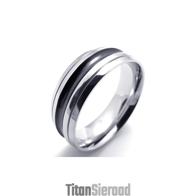 Zwarte Accent Titanium Ring Zwarte Accent Titanium Ring
