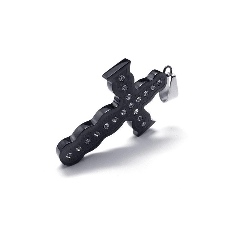 Zwarte Hanger Van Puur Titanium Met Kruisketting Voor Heren Zwarte Hanger Van Puur Titanium Met Kruisketting Voor Heren
