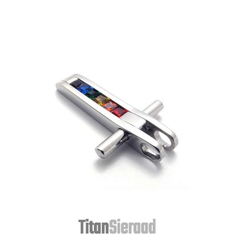Titanium Hanger Met Kleurrijke Zirkonen