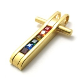 Gouden Titanium Hanger Met Kleurrijke Zirkonen