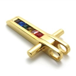 Gouden Titanium Hanger Met Kleurrijke Zirkonen