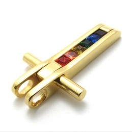 Gouden Titanium Hanger Met Kleurrijke Zirkonen
