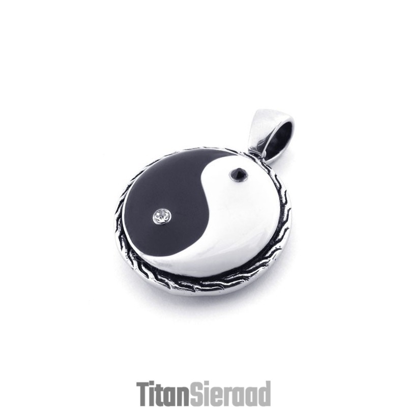 Titanium Zwart-Witte Strass Taichi Hanger Titanium Zwart-Witte Strass Taichi Hanger