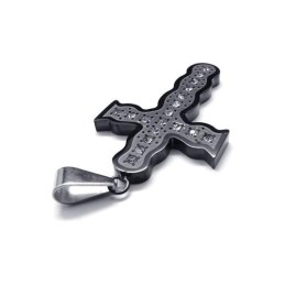 Zwarte Hanger Van Puur Titanium Met Kruisketting Voor Heren