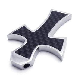 Heren Zwart Zilver Puur Titanium Kruis Hanger Ketting