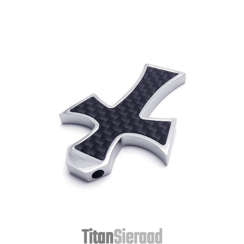 Heren Zwart Zilver Puur Titanium Kruis Hanger Ketting Heren Zwart Zilver Puur Titanium Kruis Hanger Ketting