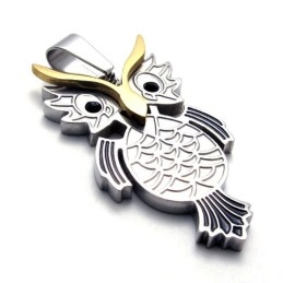 Titanium Zilveren En Gouden Uil Hanger