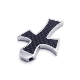Heren Zwart Zilver Puur Titanium Kruis Hanger Ketting