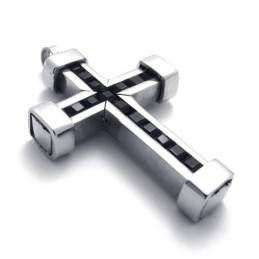 Titanium Kruishanger Met Zwarte Zirkonen