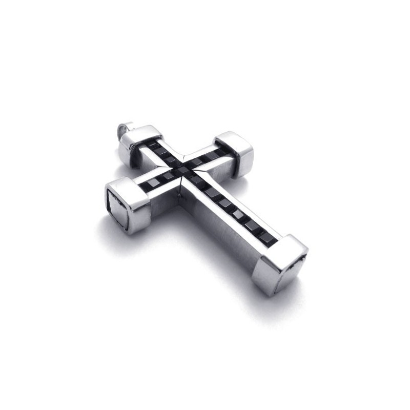 Titanium Kruishanger Met Zwarte Zirkonen