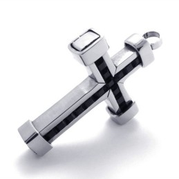 Titanium Kruishanger Met Zwarte Zirkonen