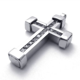 Titanium Kruishanger Met Witte Zirkonen
