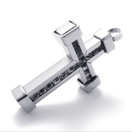 Titanium Kruishanger Met Witte Zirkonen