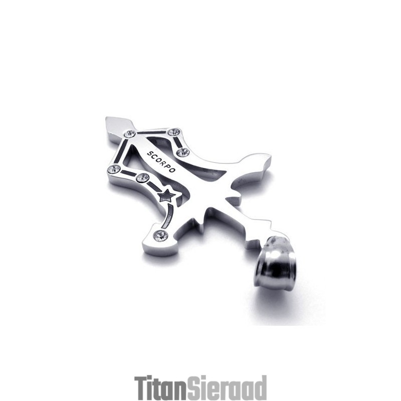 Titanium Schorpioen Hanger Met Strass