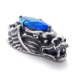 Drakenkop Titanium Hanger Met Blauwe Zirkoon