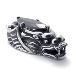 Titanium Drakenkop Hanger Met Zwarte Zirkoon