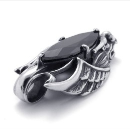Titanium Drakenkop Hanger Met Zwarte Zirkoon