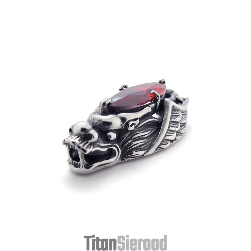 Drakenkop Titanium Hanger Met Rode Zirkoon