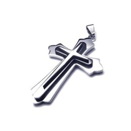 Heren Zwart Zilver Puur Titanium Kruis Ketting Hanger