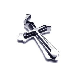 Heren Zwart Zilver Puur Titanium Kruis Ketting Hanger