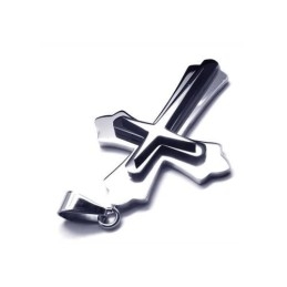Heren Zwart Zilver Puur Titanium Kruis Ketting Hanger