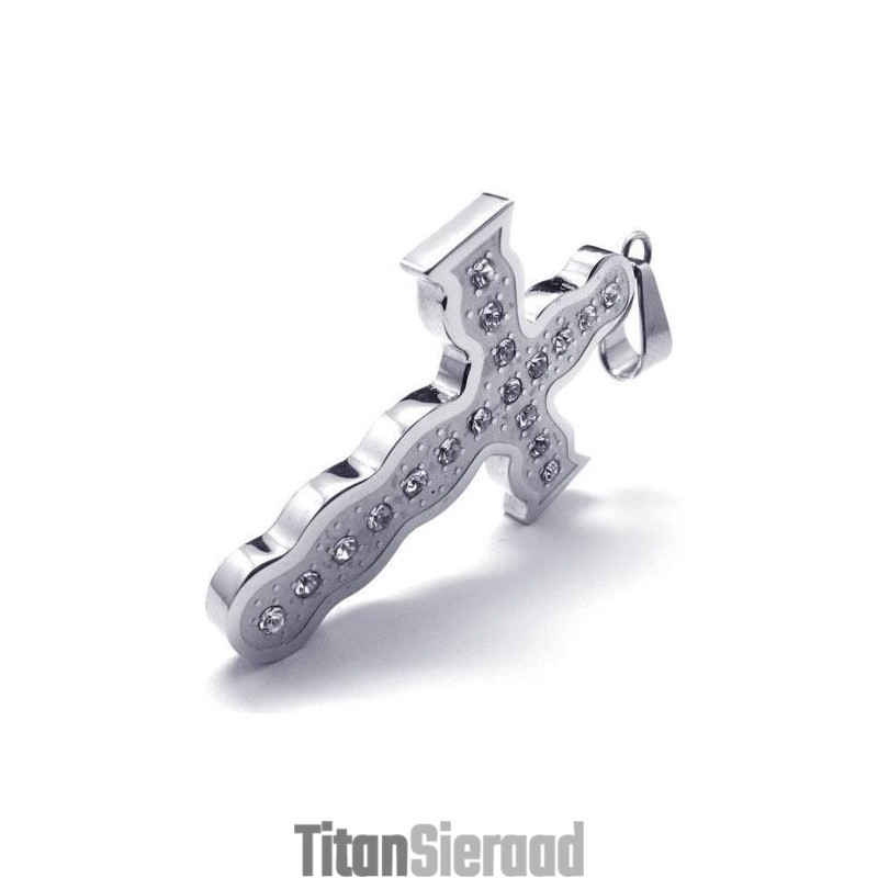 Herenketting Met Kruishanger Van Zuiver Titanium In Zilver (Nieuw) Herenketting Met Kruishanger Van Zuiver Titanium In Zilver (Nieuw)
