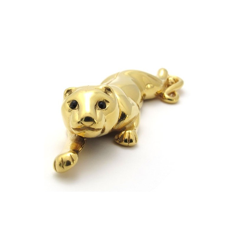 Titanium Gouden Leeuwenhanger Met Zirkonen Titanium Gouden Leeuwenhanger Met Zirkonen